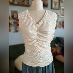 VTG Lucy Pereda off white ruffle top